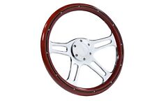 Wood Steering Wheel 14 Inch Aluminum Adapter And Horn 69-94 Chevy Gm Ck Truck