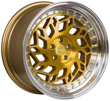 One 18x8.5 F1r R32 5x112 40 Brushed Gold Machined Lip Wheel Rim