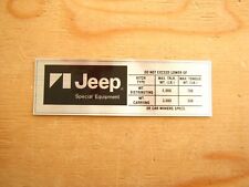 New Amcjeep Logo Towing Hitch Caution Label Jeep Grand Wagonee1990 Models