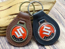 Nos Rare Vintage 1970s Suzuki Motorcycle Car Leather Key Chain Ring Fob New