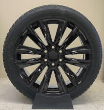Chevy 22 Black Platinum Wheels Bridgestone Tires For Silverado Tahoe Suburban