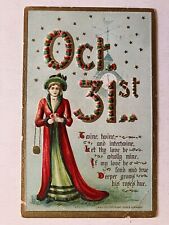 Hofmann Art Woman Clock Halloween Oct 31st Greetings Vintage Postcard 2097