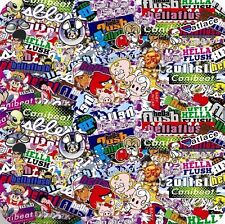 15 X 30 Jdm Cartoon Hellaflush Sticker Bomb Vinyl Wrap Sheet Decal Bubble Free