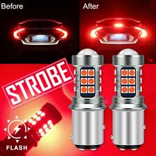 2x 1157 Led Strobe Flashing Safety Brake Stop Tail Parking Light Bulb Bright Red