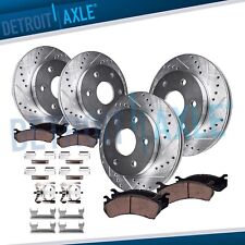 12 Front 12.78 Rear Drilled Rotors Brake Pads For Chevy Silverado Gmc Sierra