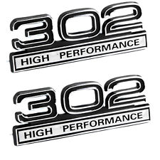 302 5.0 Liter Engine High Performance Emblem In Black Chrome - 4 Long Pair
