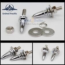 Pair Universal Chrome Bullet Shaped License Plate Fasteners Bolts Screws 70071