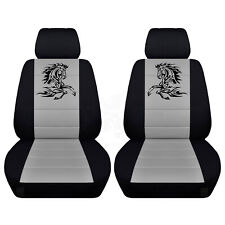Car Seat Covers Fits A 2005 To 2007 Ford Mustang -tribal Horse Charcoal Silver