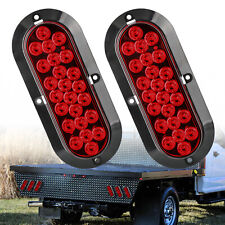 2x Red 6 Oval Trailer Lights 24 Led Stop Turn Tail Truck Flush Mount Waterproof