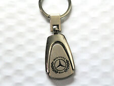 For Mercedes Metal Chrome Tear Drop Laser Engraved Keychain Key Fob Ring