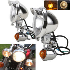 Chrome Motorcycle Passing Driving Fog Spot Light Bar W Turn Signals For Harley