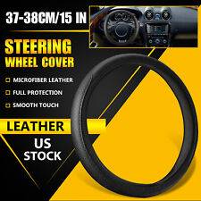 Accessories Car Steering Wheel Cover Black Leather Anti-slip 1538cm Universal