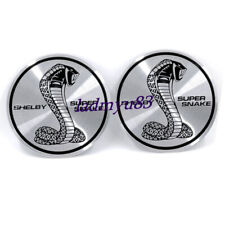 2x For Shelby Cobra Snake Silver Round Badge Emblem Sticker Aluminum Sign Decal