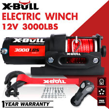 X-bull Electric Winch 3000lbs 12v Synthetic Rope Red Atv Utv Towing Truck 4wd
