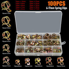 100pcs Hose Clamps Assortment Kit Spring Steel Clip Water Fuel Tube Air Pipe Set