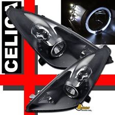 Halo Angel Eye Led Black Projector Headlights 1 Pair For 2000-2005 Toyota Celica