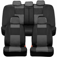 Bdk Full Set Pu Leather Car Seat Covers - Front Rear Two-tone In Black Gray