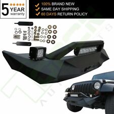 Black Front Bumper For Jeep Wrangler Jk 2007-2018 Steelled Lightswinch Plate