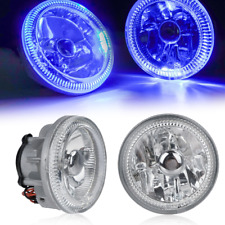 3 14 Round Blue Halo Chrome Housing Clear Lens Fog Driving Lights Universal