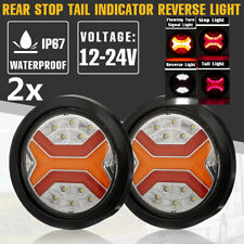2x 4 Inch Led Round Tail Brake Stop Turn Signal Light Lamp Drl Truck Trailer Rv