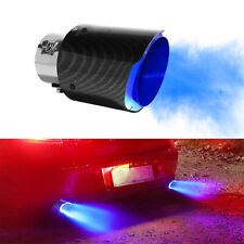 Car Modified Led Luminous Muffler Tip Tail Pipe Carbon Fiber Curved Universal