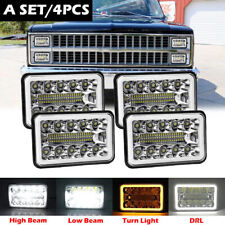 4pcs 4x6 Led Headlights High-lo Beam For Chevy C10 Pickup 1981-87 Ford Mustang