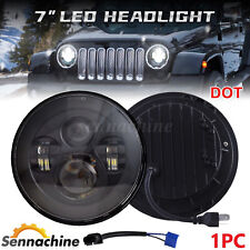 For Jeep Wrangler Jk Tj Lj Cj 97-18 7 Inch Round Led Headlight Hi-lo Beam Black
