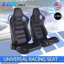Racing Seat Pair Universal Leather Reclinable Bucket Sport Seats Set Of2black