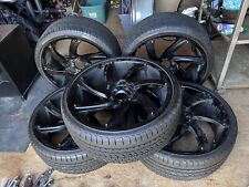 Set Of 5- 20 Inch 20x8.5 Massiv Turbino Black Wheels Rims With Chrome Inserts