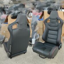 A Pair Of Racing Seats Black Pvc Leather Bucket Sport Seats Reclinable Factory