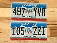 Colorado Italian American License Plate- Both Versions With Flag On Left Right