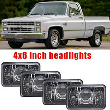 4pcs 4x6 Led Headlights Drl Halo Beam Drl For Chevy C10 Pickup Truck 1980-1986