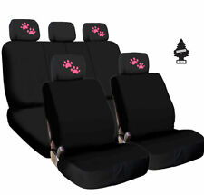 For Subaru Pink Paws Fabric Car Truck Suv Seat Covers Headrest Full Set