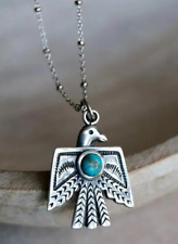 Old Pawn Thunderbird South-western Turquoise Silver Native Pendant Jewelry