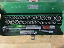Vintage Sears 38 Drive 41 Piece Socket Set In Green Metal Box Ratchet 43786
