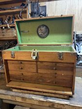 Antique National Tool 7 Drawer Machinists Tool Box Wooden Panel