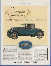 Vintage 1927 Willys-knight 70 Six Cabriolet Coupe Automobile Car 1920s Print Ad