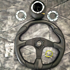 Momo Steering Wheel Quark 350mm Black Polyurethane Black Spoke Wboss Kit
