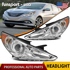 Projector Headlights Chrome Housing Headlamps For 2011-2014 Hyundai Sonata Pair