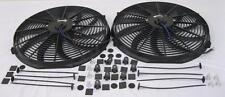 Dual 16 Curved S-blade Universal Electric Radiator Cooling Fans W Mounting Kit