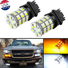2x 3157 White Amber Switchback Led Turn Signal Light Bulbs For Chevy Silverado