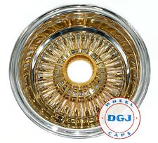 Single 14x7 Zs Rev 72 Straight Lace Center Gold Lowrider Wire Wheel Rim