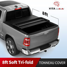 8ft Bed Soft Tri-fold Tonneau Cover For 2002-2023 Dodge Ram 1500 2500 3500 Wled