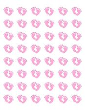 48 Pink Baby Feet Footprints Envelope Seals Labels Stickers 1.2 Round