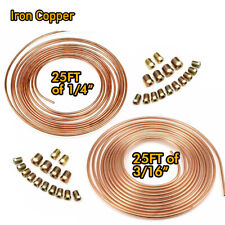 Iron Copper Brake Line Tubing Kit 316 14 Od 25 Foot Coil Rolls All Fittings