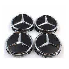 4pcs 75mm Wheel Center Hub Caps Cover Logo Badge Emblem For Mercedes-benz Black