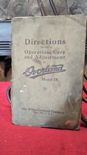 1916 Overland Owners Directions Manual 75 Roadster Touring Coupe Original 16