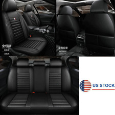 Full Set 5-sits Car Seat Covers Pu Leather Front Rear Cushions Protector Black
