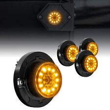 4pc Amber 12w Led Hideaway Strobe Light Sae Waterproof Police Tow Truck Grill