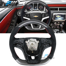 Fits 12-15 Chevy Camaro Matte Cf Alcantara Steering Wheel W Red Stitching